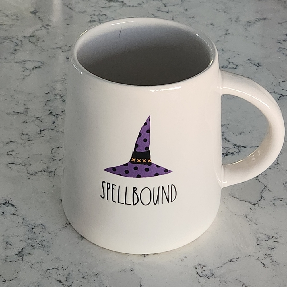 Rae Dunn SPELL BOUND Mug Watercolor Witch Halloween Artisan Collection Magenta